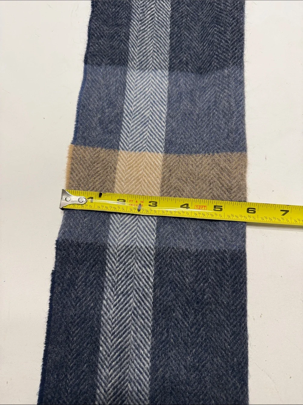 Joseph Men's Plaid Scarf in Navy, Gray & Tan